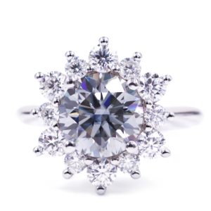 2.2ct Halo Moissanite Diamond Ring